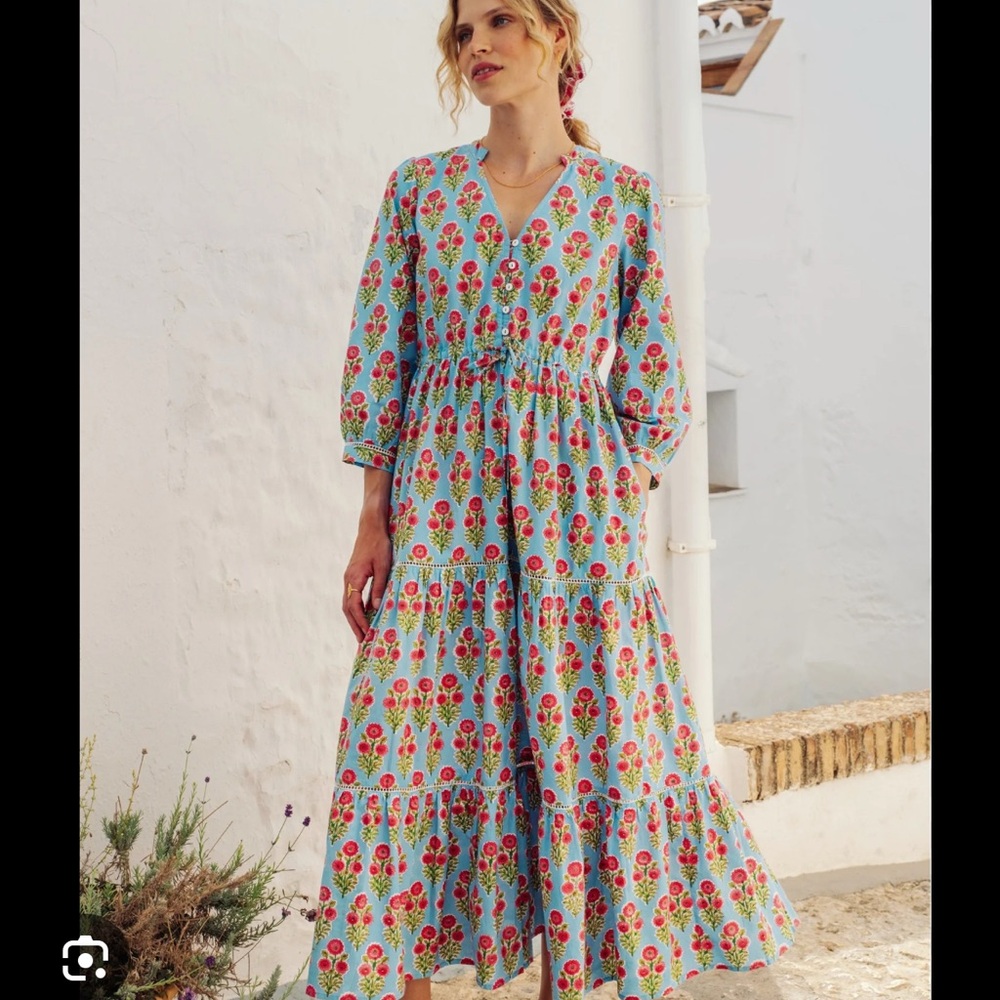 Tuckernuck Blue Floral Long Sleeve Dress